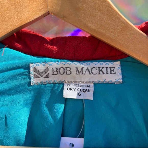 80s Bob Mackie Red Quilt Suede Jacket - Picture 3 of 14